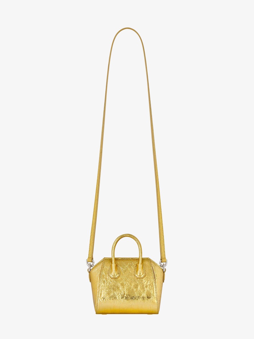 Women Givenchy Antigona | Micro Antigona Bag In Laminated Leather Golden