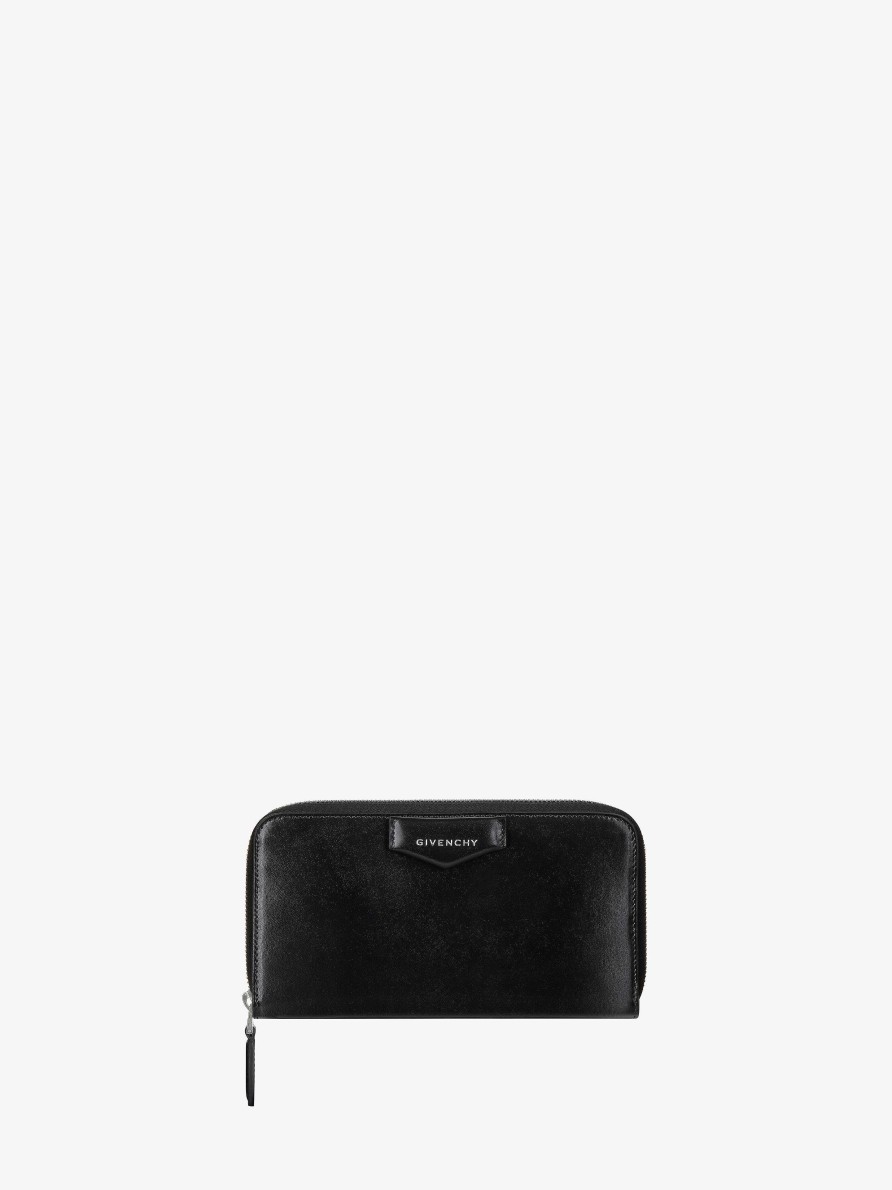 Women Givenchy Small Leather Goods | Antigona Zipped Wallet In Box Leather Black