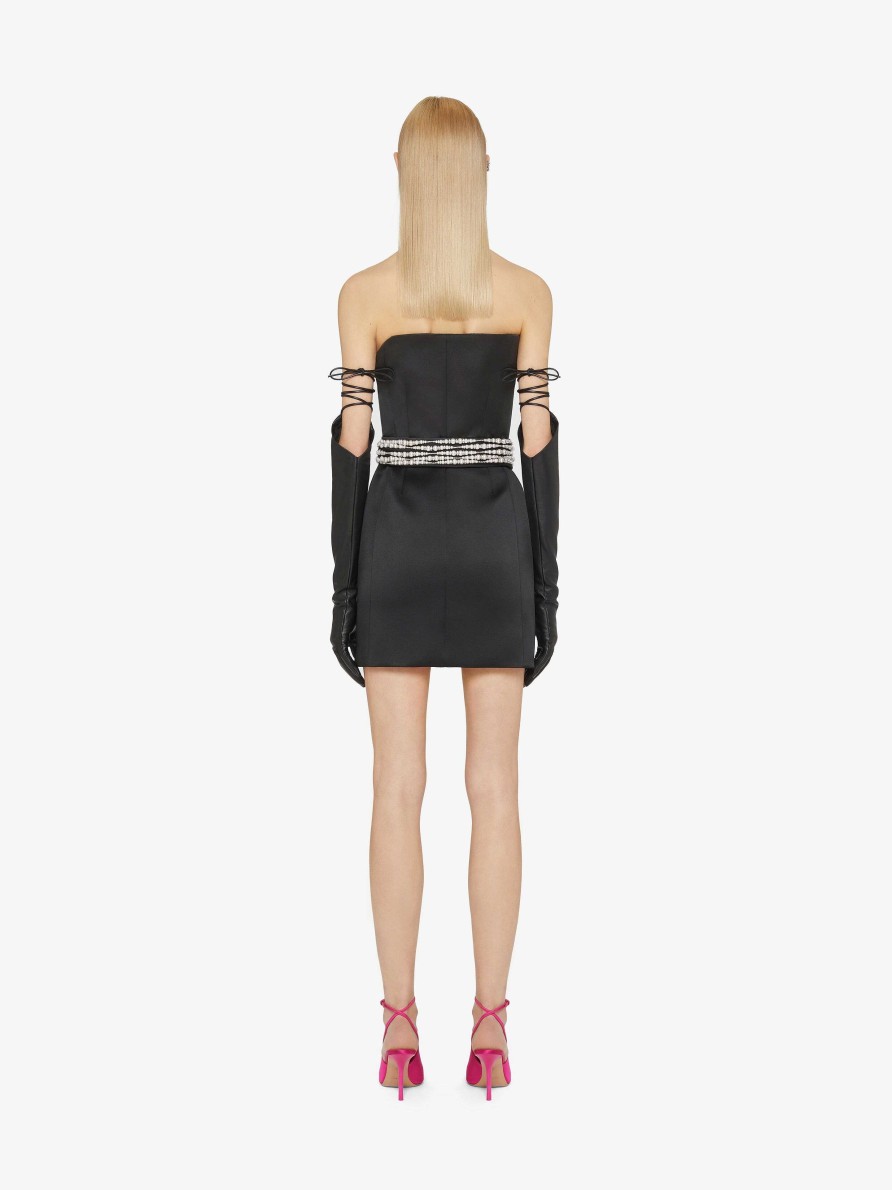 Women Givenchy Dresses | Bustier Dress In Satin With Two Removable Belts Black