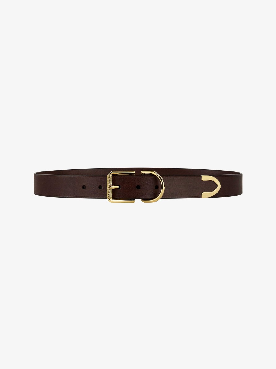 Men Givenchy Belts | Voyou Belt In Leather Dark Brown