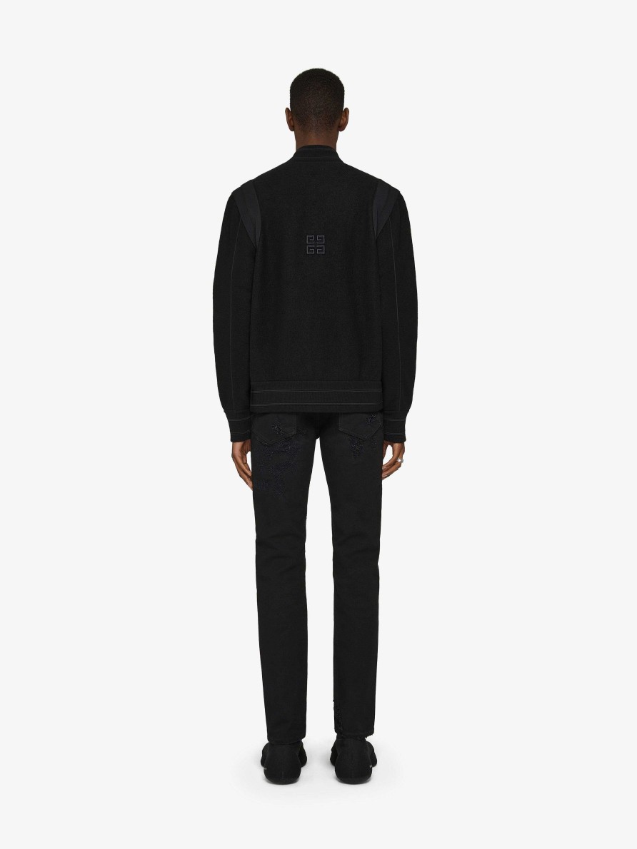 Men Givenchy Outerwear & Blousons | Givenchy Varsity Jacket In Wool Black