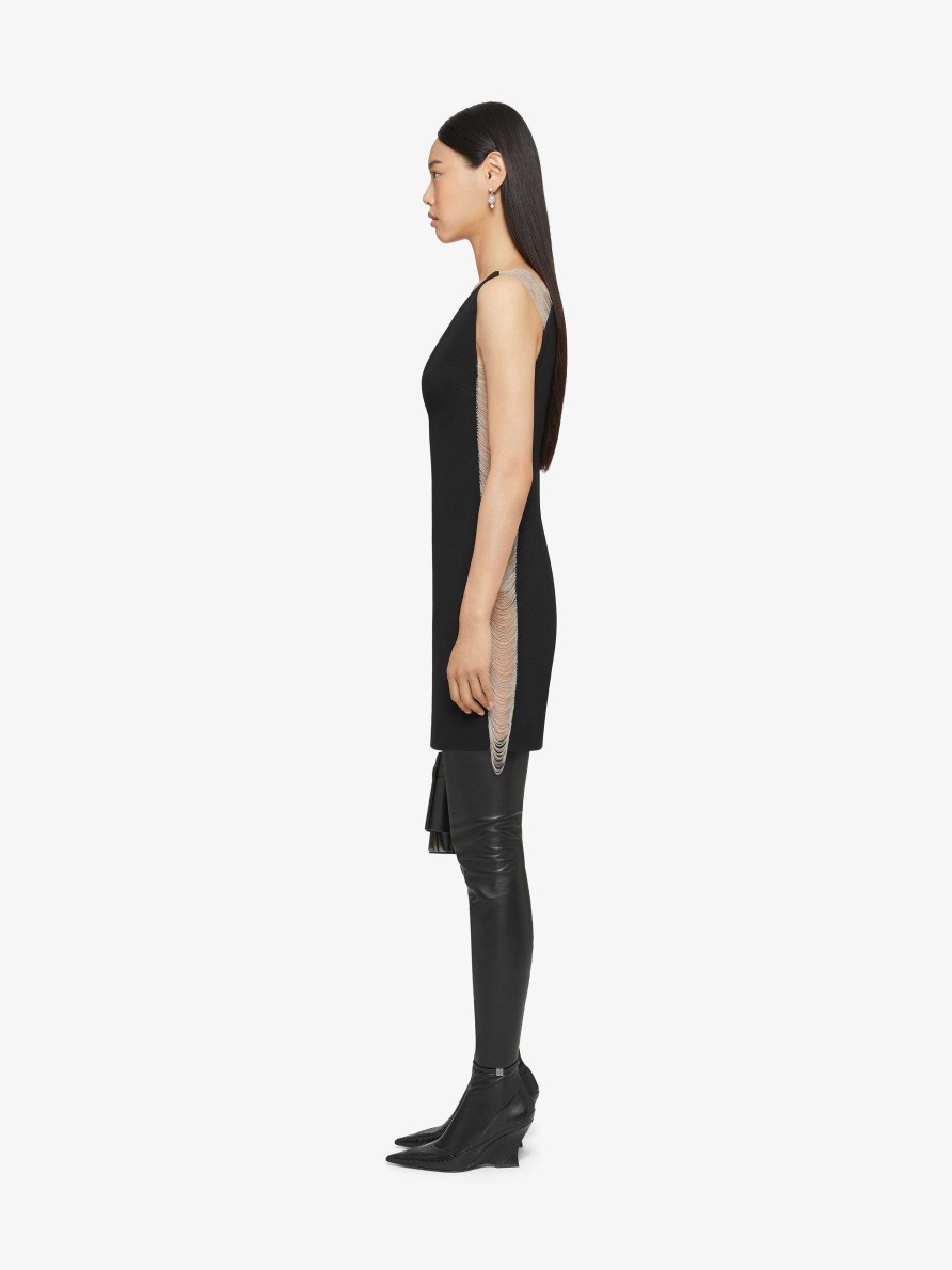 Women Givenchy Dresses | Dress In Sable Stretch With Chains Black