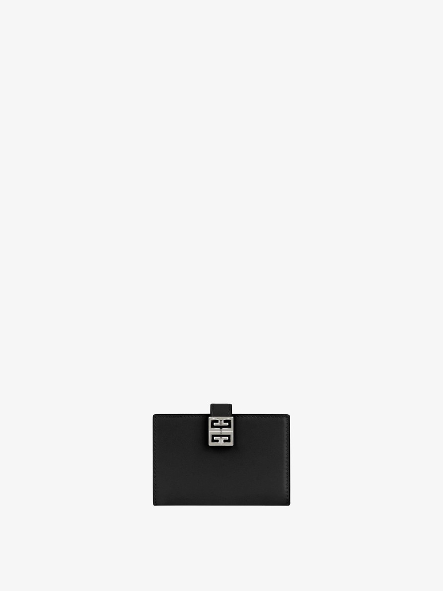 Women Givenchy Small Leather Goods | 4G Card Holder In Box Leather Black