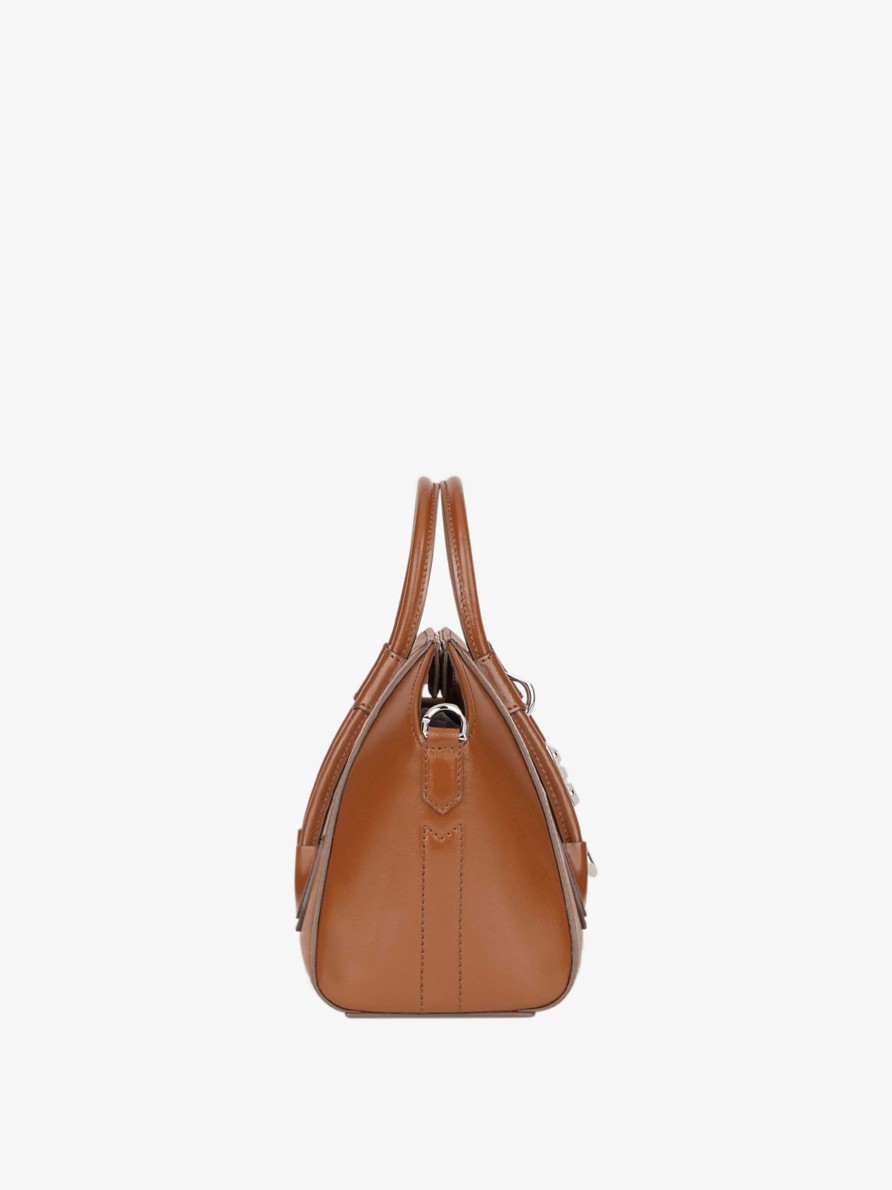 Women Givenchy Antigona | Mini Antigona Lock Bag In Box Leather Chestnut