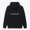 Men Givenchy Sweatshirts & Hoodies | Givenchy Hoodie In Fleece With Destroyed Effect Faded Black