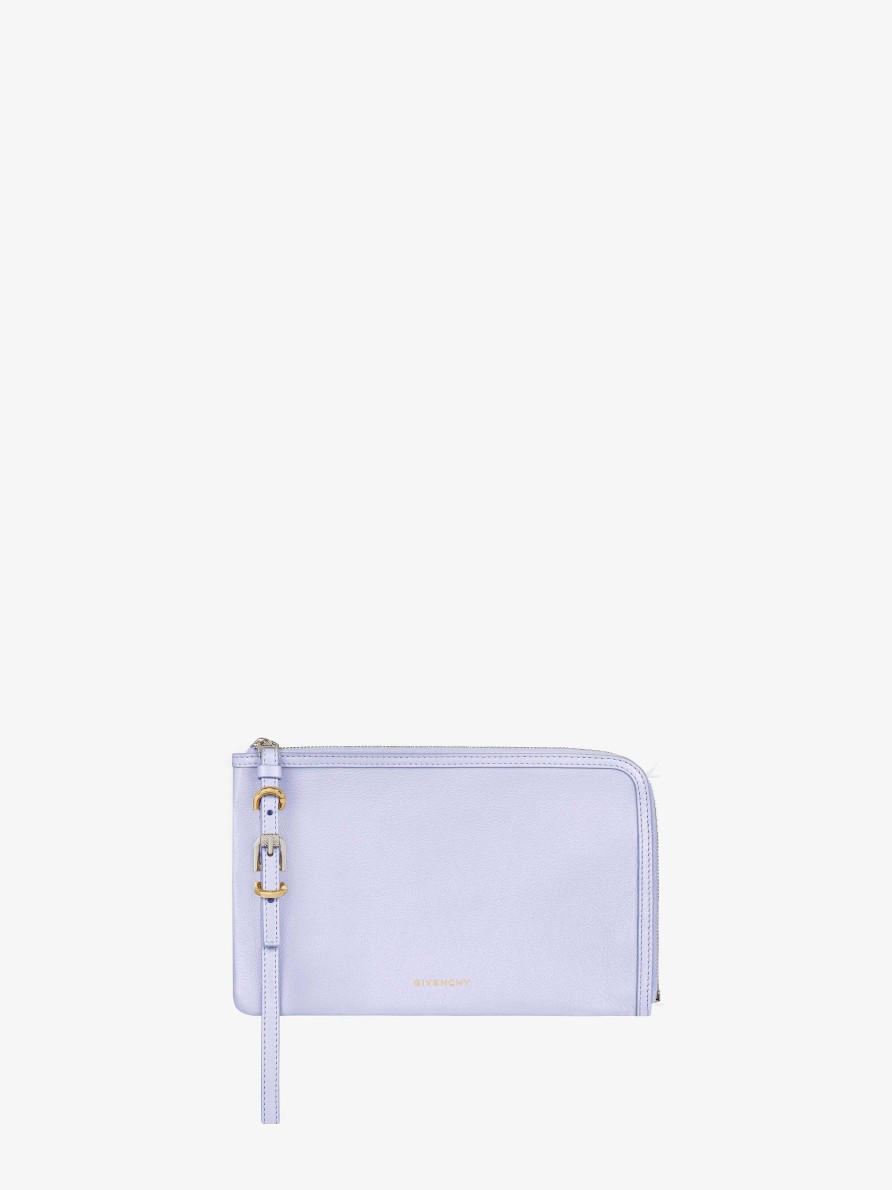 Women Givenchy Small Leather Goods | Voyou Pouch In Leather Lavender