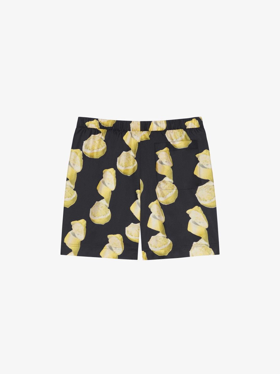 Men Givenchy Shorts | Long Printed Swim Shorts Black/Yellow