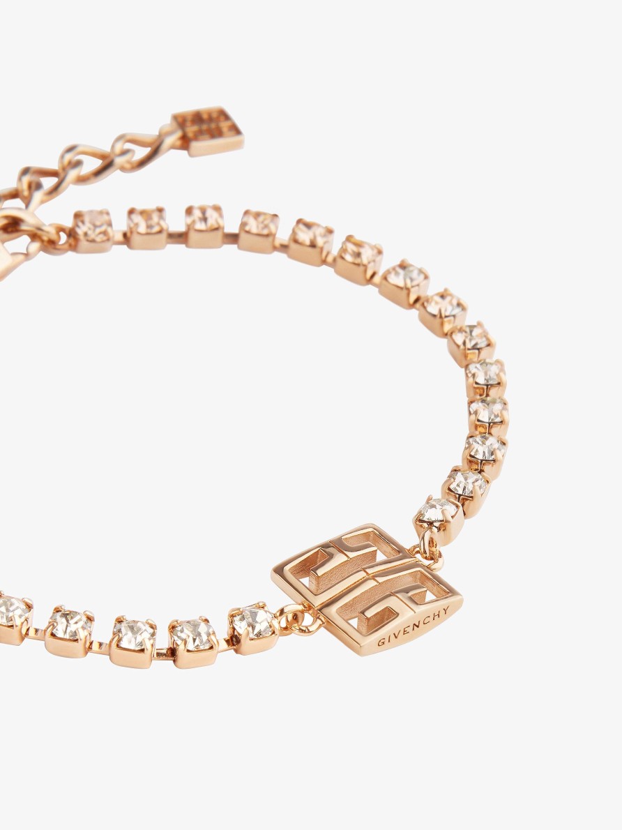 Women Givenchy Jewelry | 4G Bracelet In Metal With Crystals Rose Gold