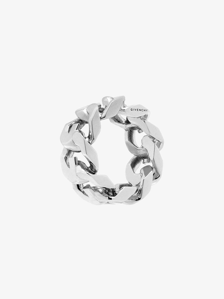 Men Givenchy Jewelry | G Chain Ring In Metal Silvery