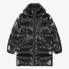 Men Givenchy Outerwear & Blousons | Long Laminated Hooded Puffer Black