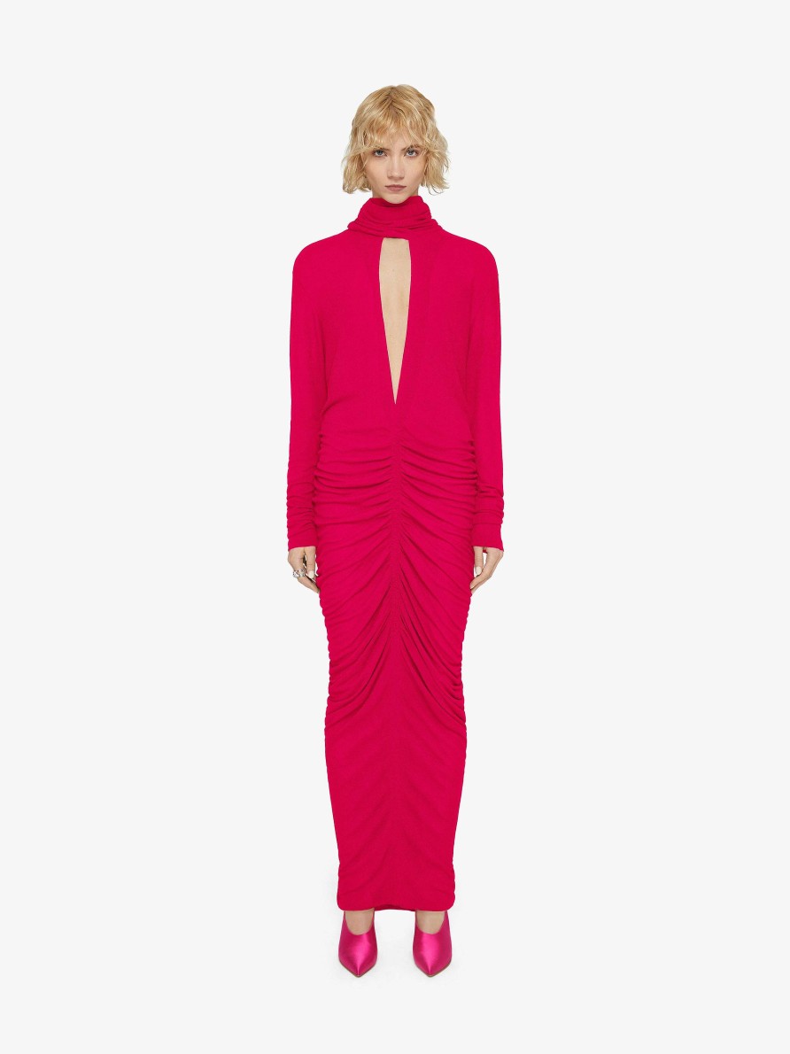 Women Givenchy Dresses | Draped Dress In Jersey With Lavalliere Cyclamen