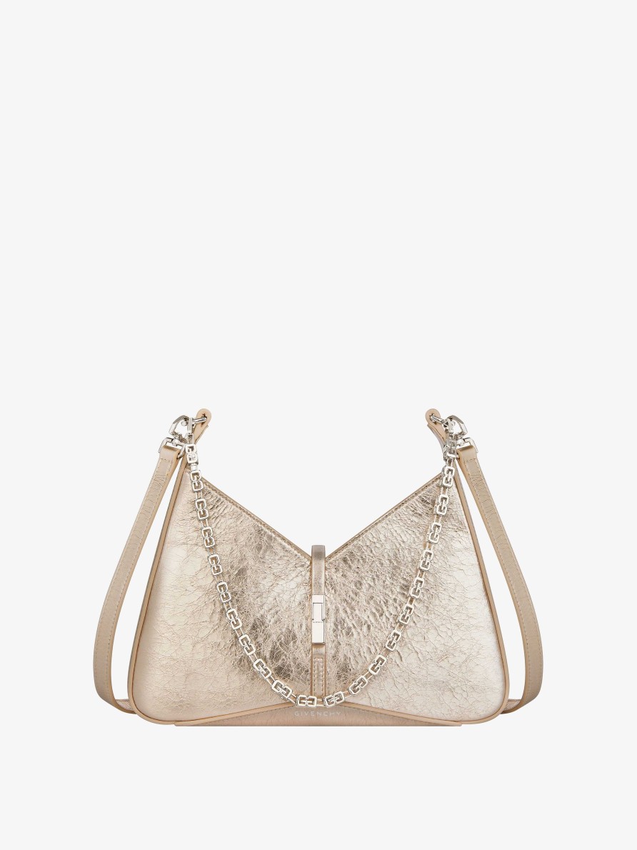 Women Givenchy Shoulder Bags | Small Cut Out Bag In Laminated Leather With Chain Dusty Gold