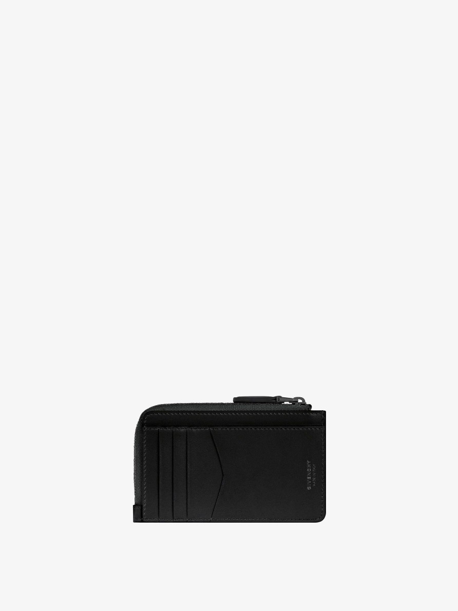 Women Givenchy Small Leather Goods | 4G Zipped Card Holder In Crocodile Effect Leather Black