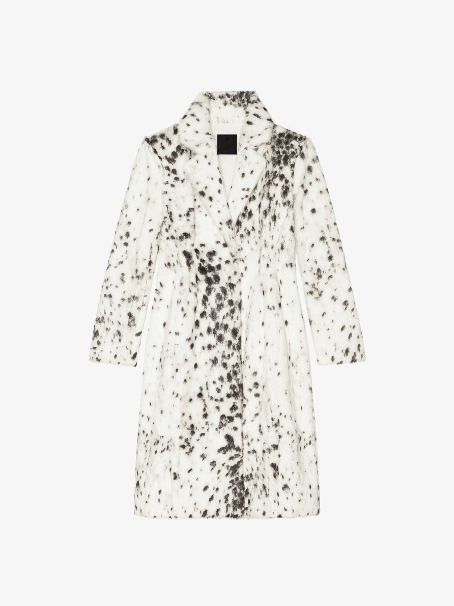 Women Givenchy Jackets & Coats | Coat In Fur With Snow Leopard Print Ivory/Black