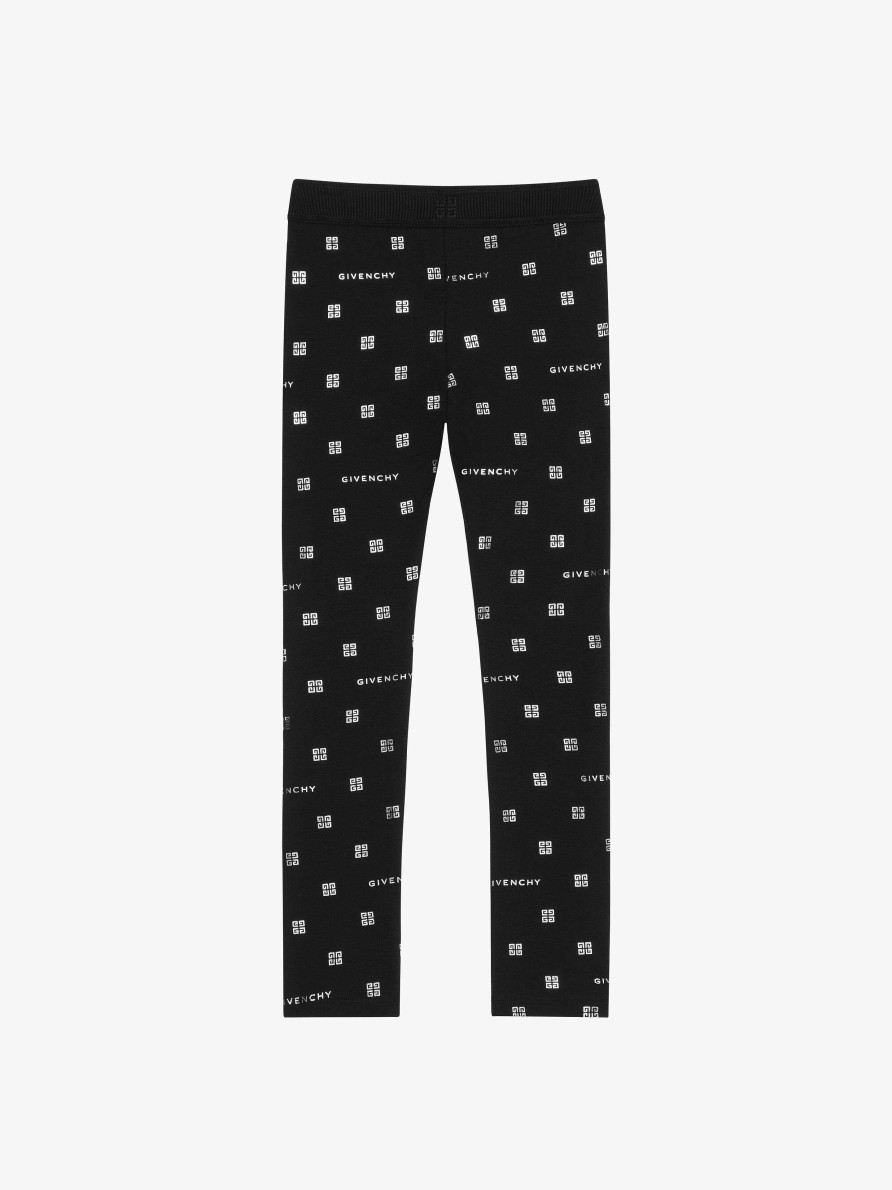 Women Givenchy Girl (4 To 12 Years) | Leggings In Givenchy 4G Jersey Black/Silvery