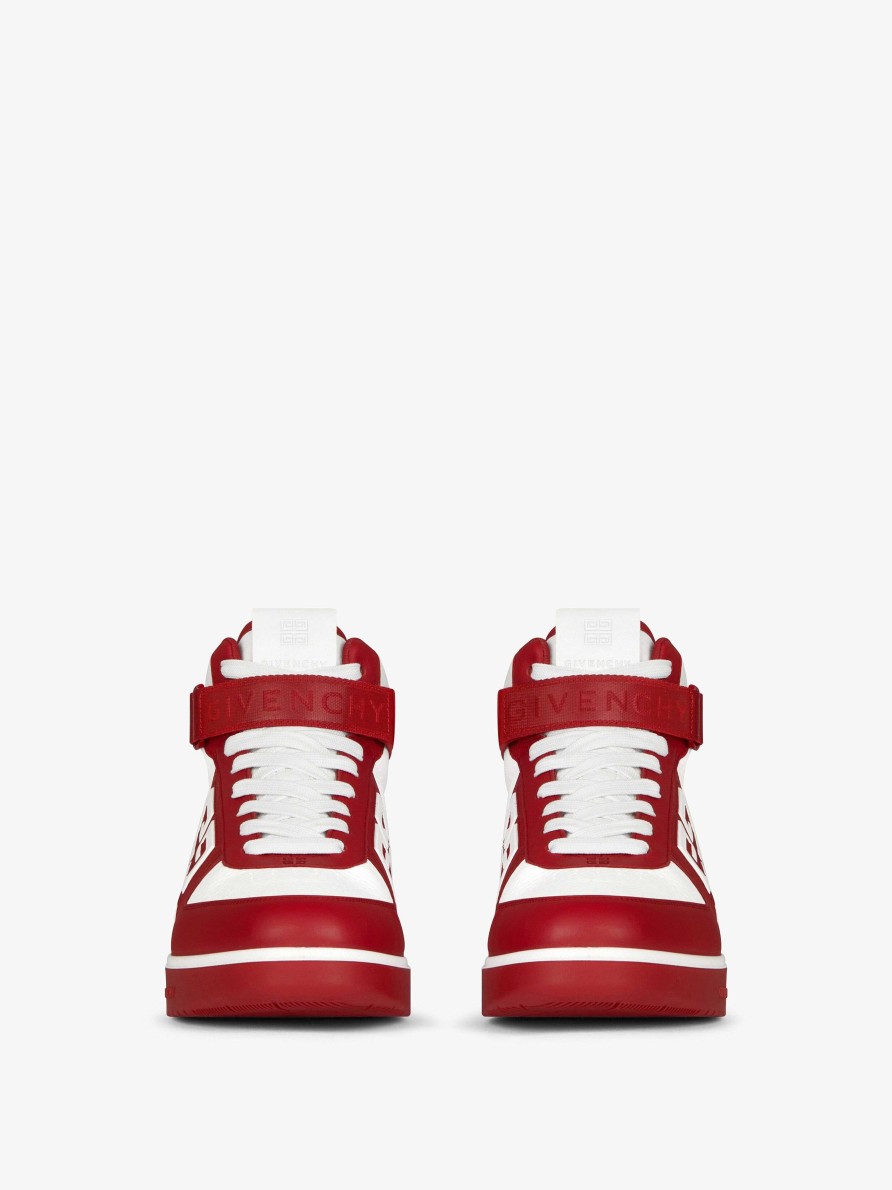 Men Givenchy Sneakers | G4 High Top Sneakers In Leather Red/White