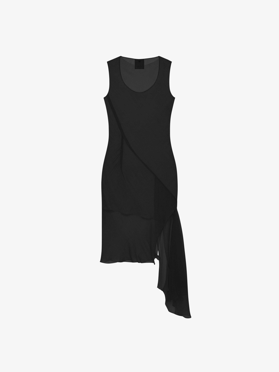 Women Givenchy Dresses | Dress In Silk With Ruffles On The Side Black