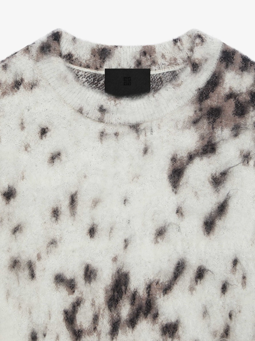 Women Givenchy Knitwear | Cropped Sweater In Mohair With Snow Leopard Print Beige/Black