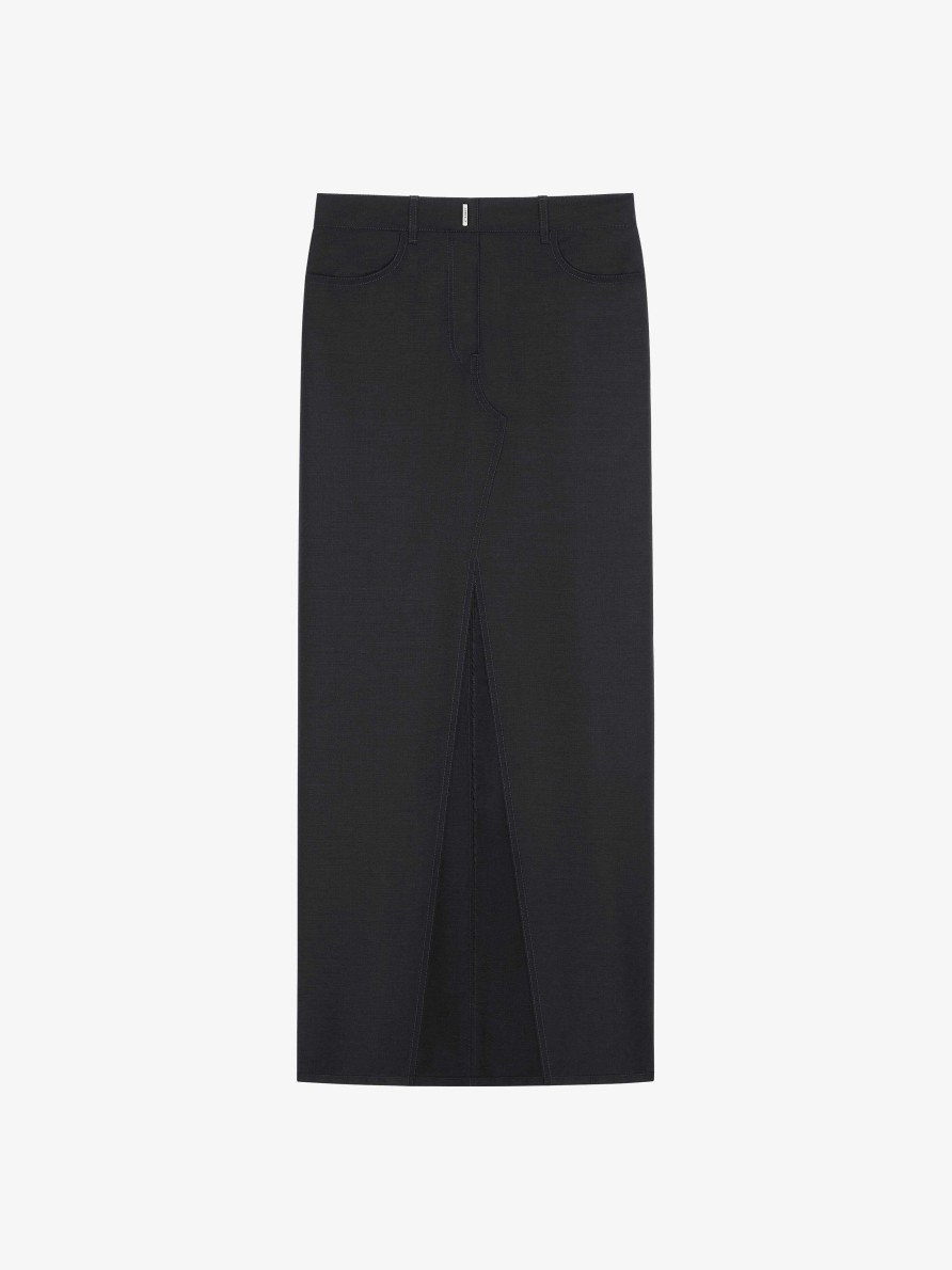 Women Givenchy Skirts | Skirt In Wool And Mohair With Slit Black