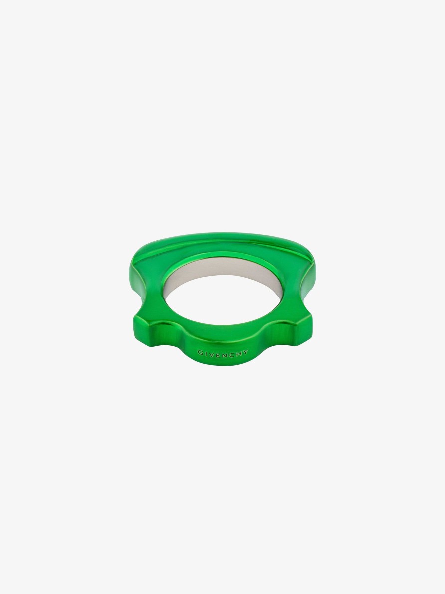 Men Givenchy Jewelry | G Can Ring In Metal And Enamel Green