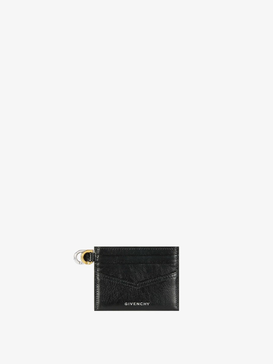 Women Givenchy Small Leather Goods | Voyou Card Holder In Leather Black