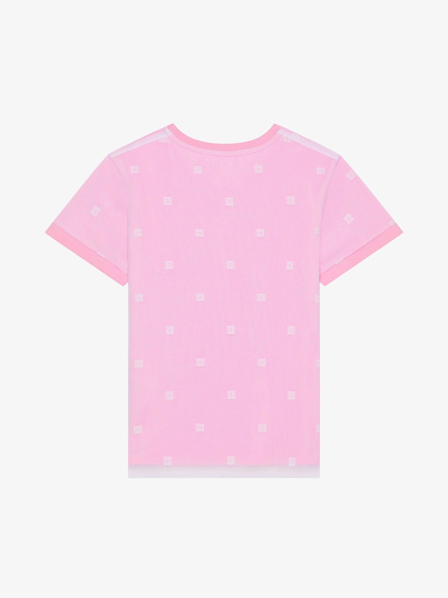 Women Givenchy Girl (4 To 12 Years) | Givenchy Double-Layered T-Shirt In Cotton With 4G Tulle Pink