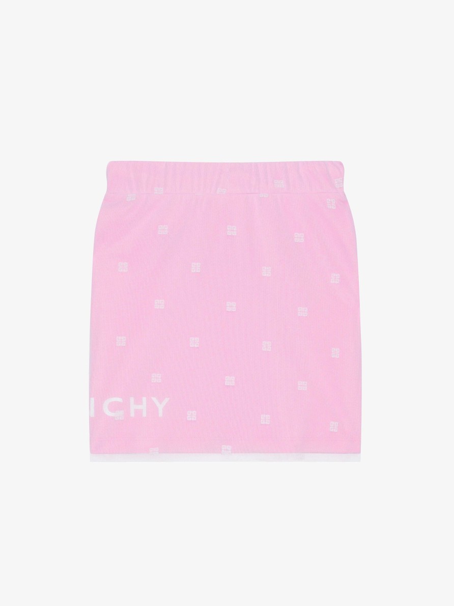 Women Givenchy Girl (4 To 12 Years) | Givenchy Double-Layered Skirt In Fleece With 4G Tulle Pink