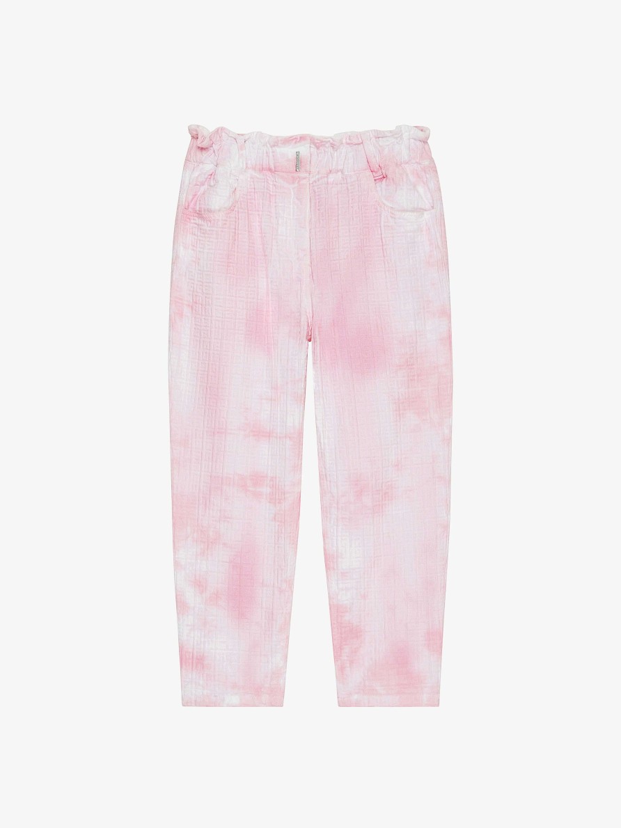 Women Givenchy Girl (4 To 12 Years) | Trousers In 4G Cotton With Washed Effect Candy Pink