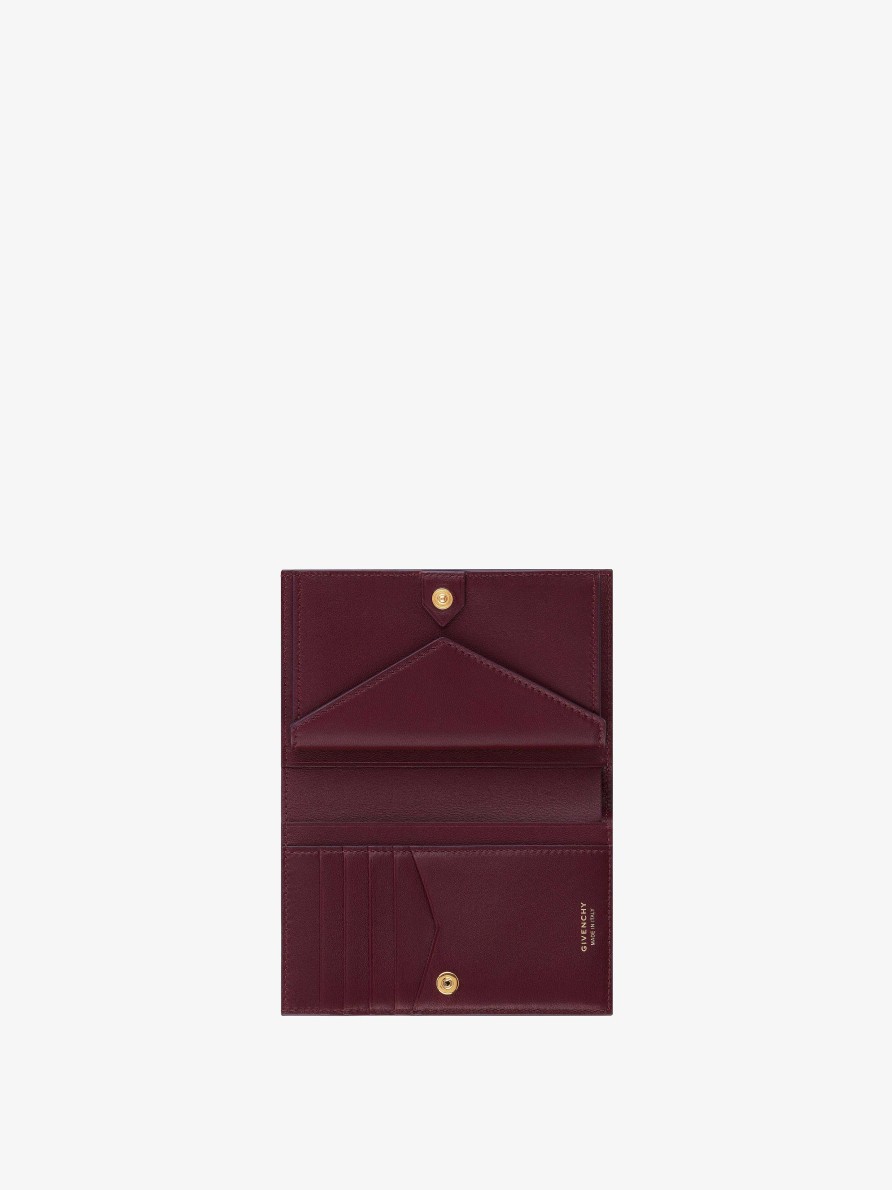 Women Givenchy Small Leather Goods | Antigona Bifold Wallet In Box Leather Oxblood Red