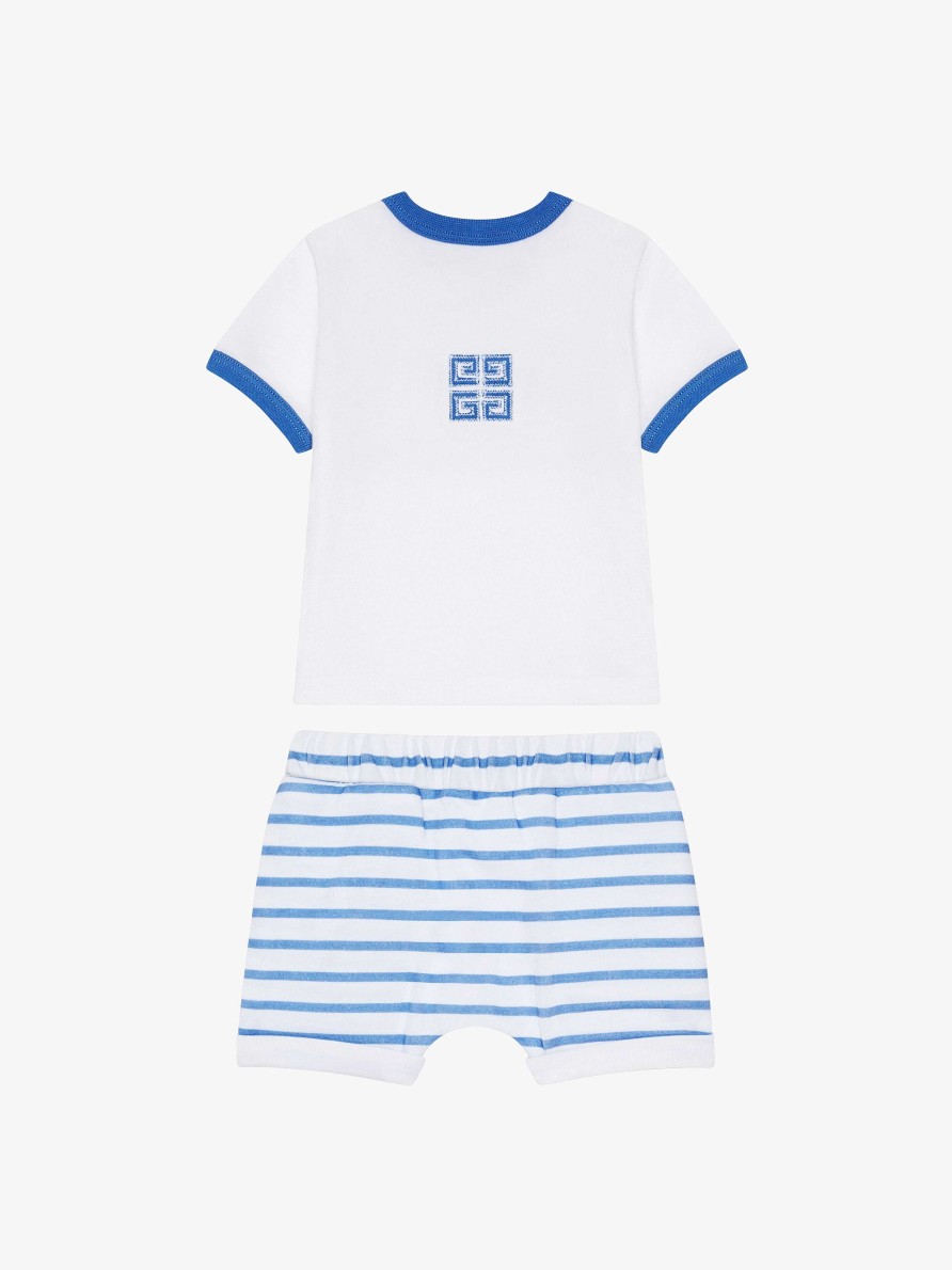 Men Givenchy Baby (1 Month To 3 Years) | Givenchy 4G T-Shirt And Shorts In Cotton Gift Set Blue