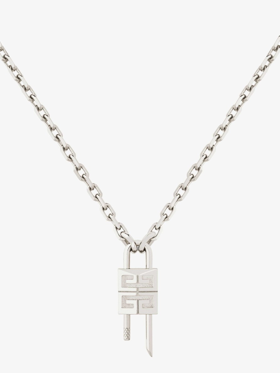 Women Givenchy Jewelry | Mini Lock Necklace In Metal Silvery