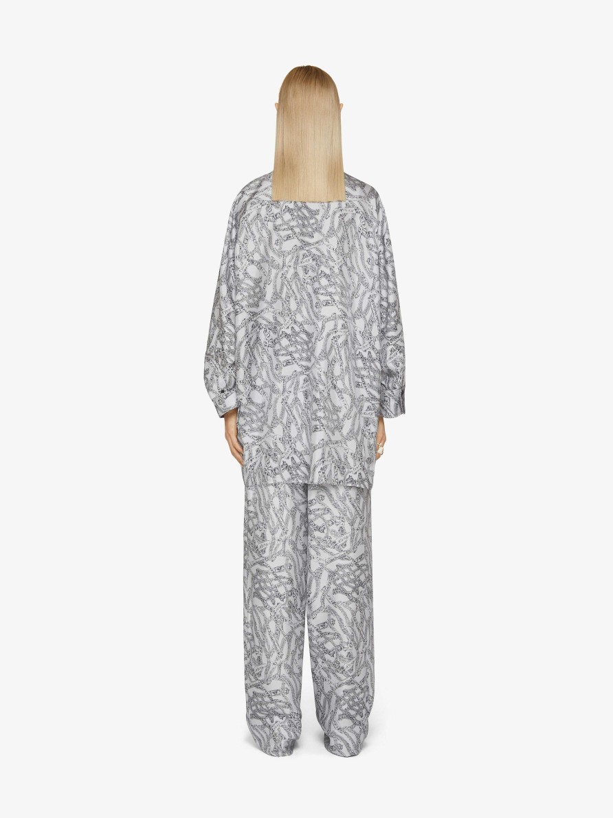 Women Givenchy Pants | Fluid Pants In Printed Silk Grey