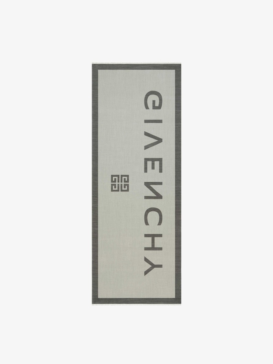 Women Givenchy Scarves | Givenchy 4G Stole In Silk And Wool Charcoal