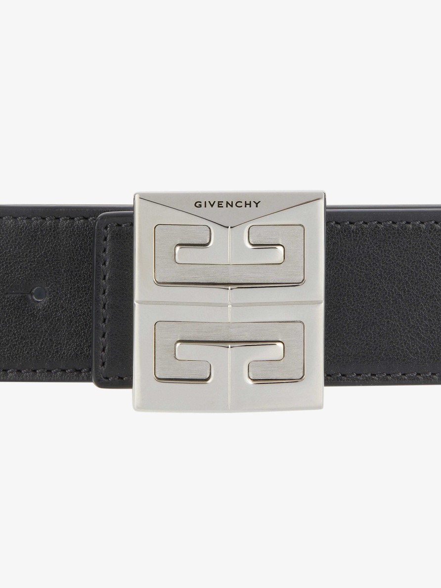 Men Givenchy Belts | 4G Reversible Belt In Leather Black/Dark Blue