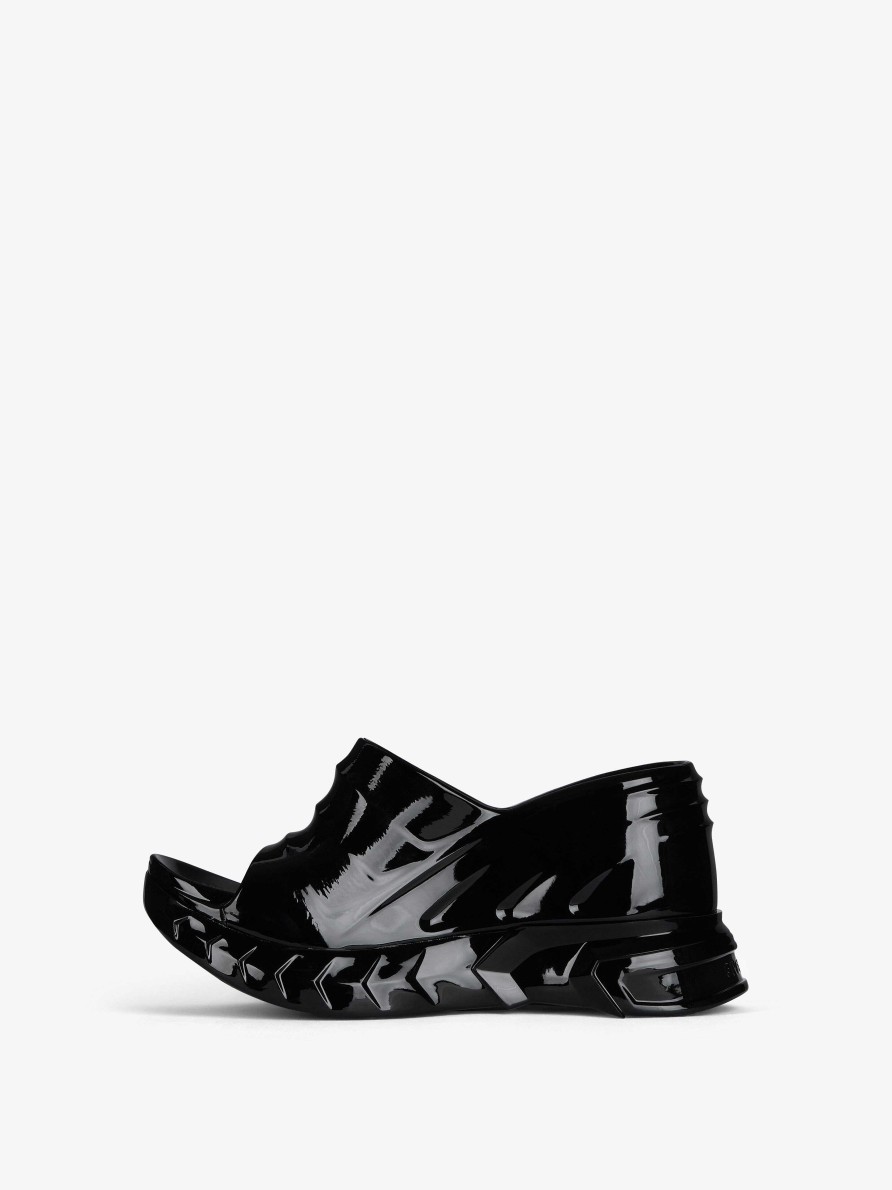 Women Givenchy Slides & Sandals | Marshmallow Wedge Sandals In Rubber Black