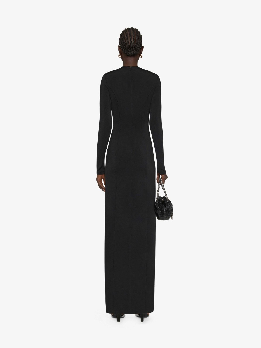 Women Givenchy Dresses | Evening Dress In Knit With Pearls And Crystals Black