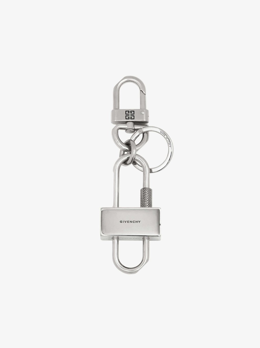 Men Givenchy Other Accessories | Givenchy Padlock Keyring In Metal Silvery