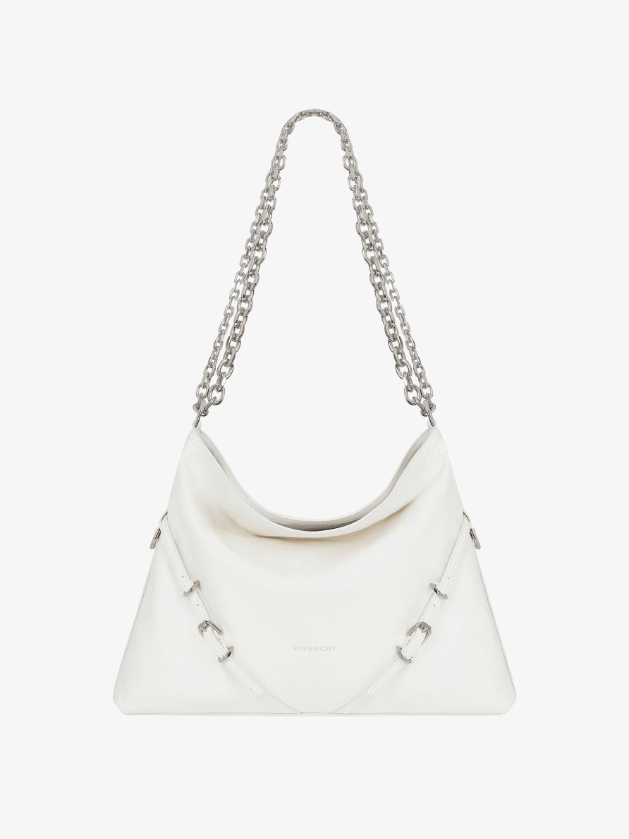 Women Givenchy Shoulder Bags | Medium Voyou Chain Bag In Leather Ivory