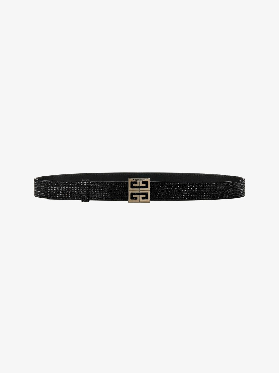 Women Givenchy Belts | 4G Reversible Belt In Strass And Leather Black