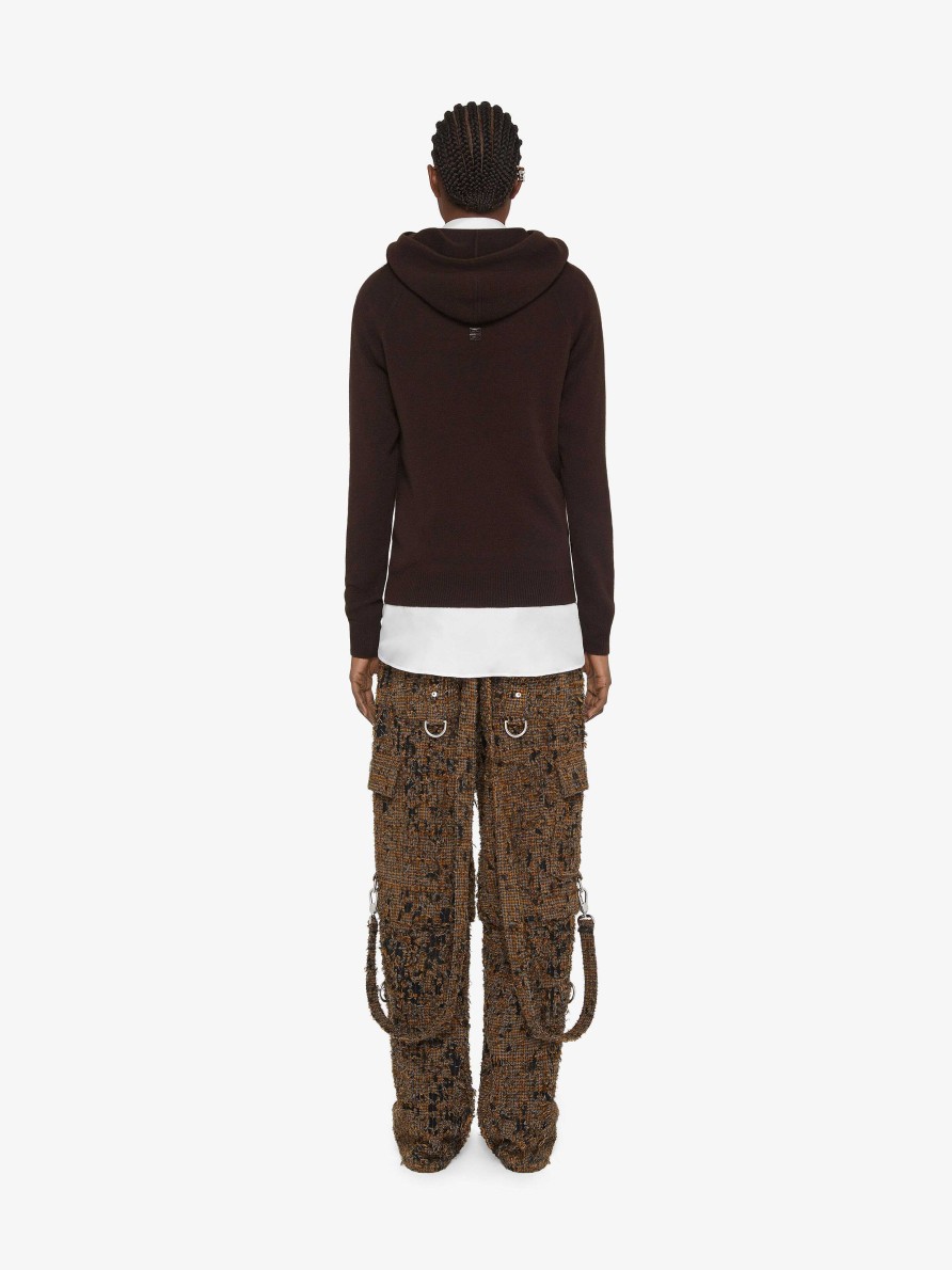 Women Givenchy Knitwear | Hoodie In Cashmere Dark Brown