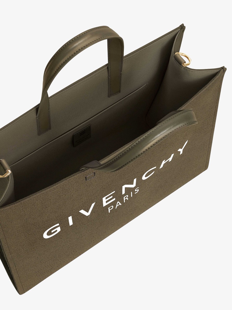 Women Givenchy G-Tote | Medium G-Tote Shopping Bag In Canvas Dark Khaki