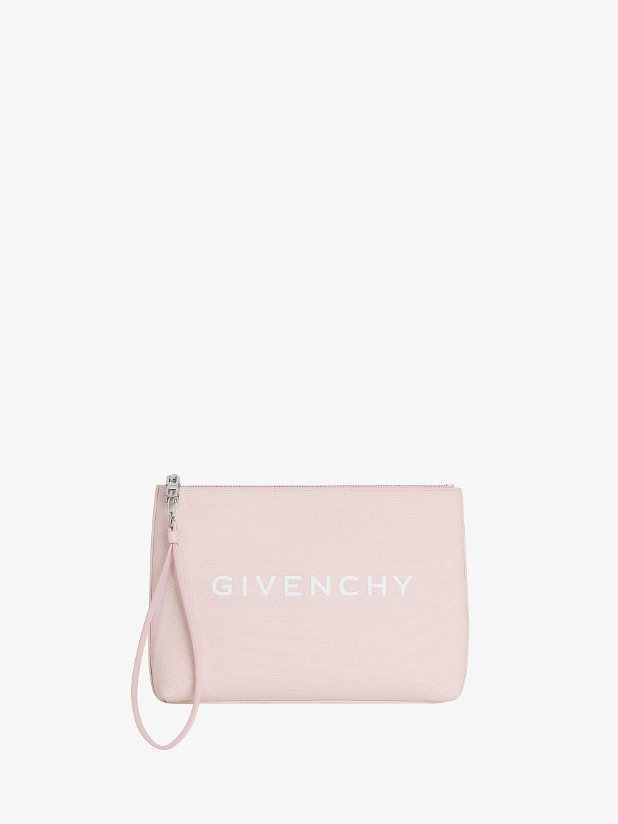 Women Givenchy Small Leather Goods | Givenchy Travel Pouch In Canvas Light Pink