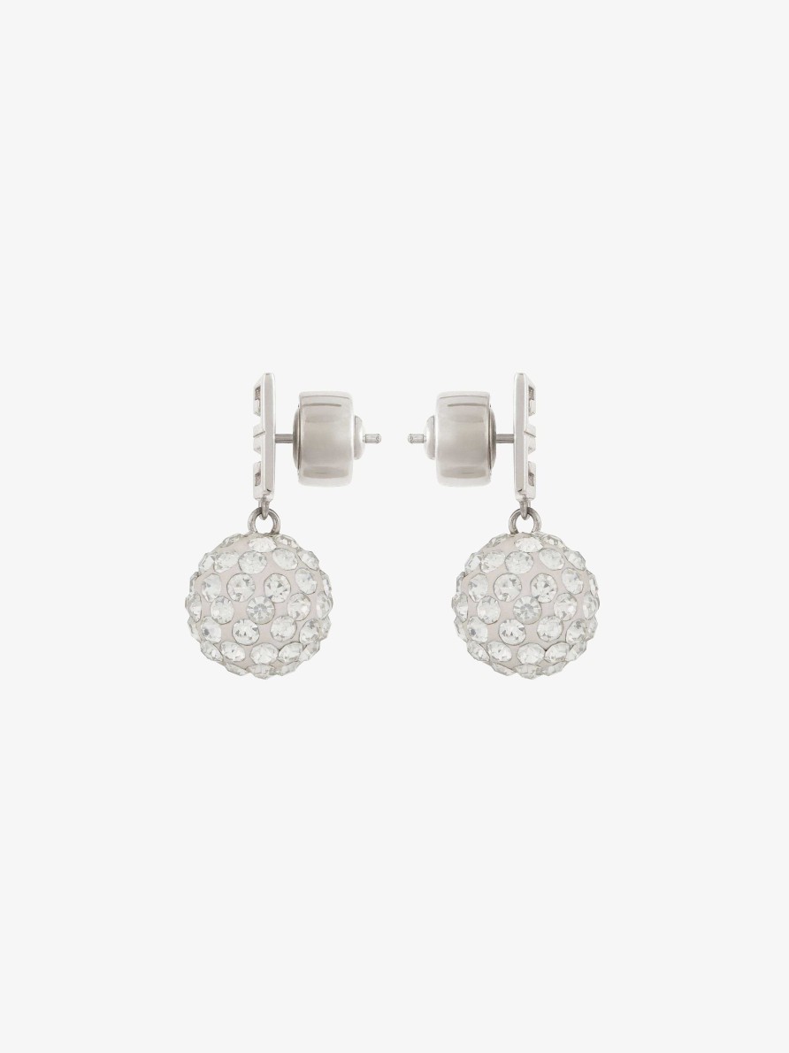 Women Givenchy Jewelry | 4G Earrings In Metal With Crystals Silvery