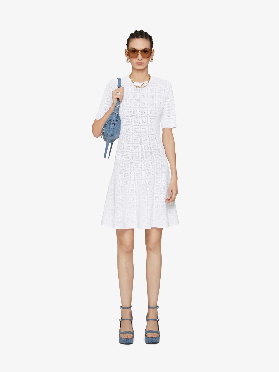 Women Givenchy Dresses | Dress In 4G Jacquard White