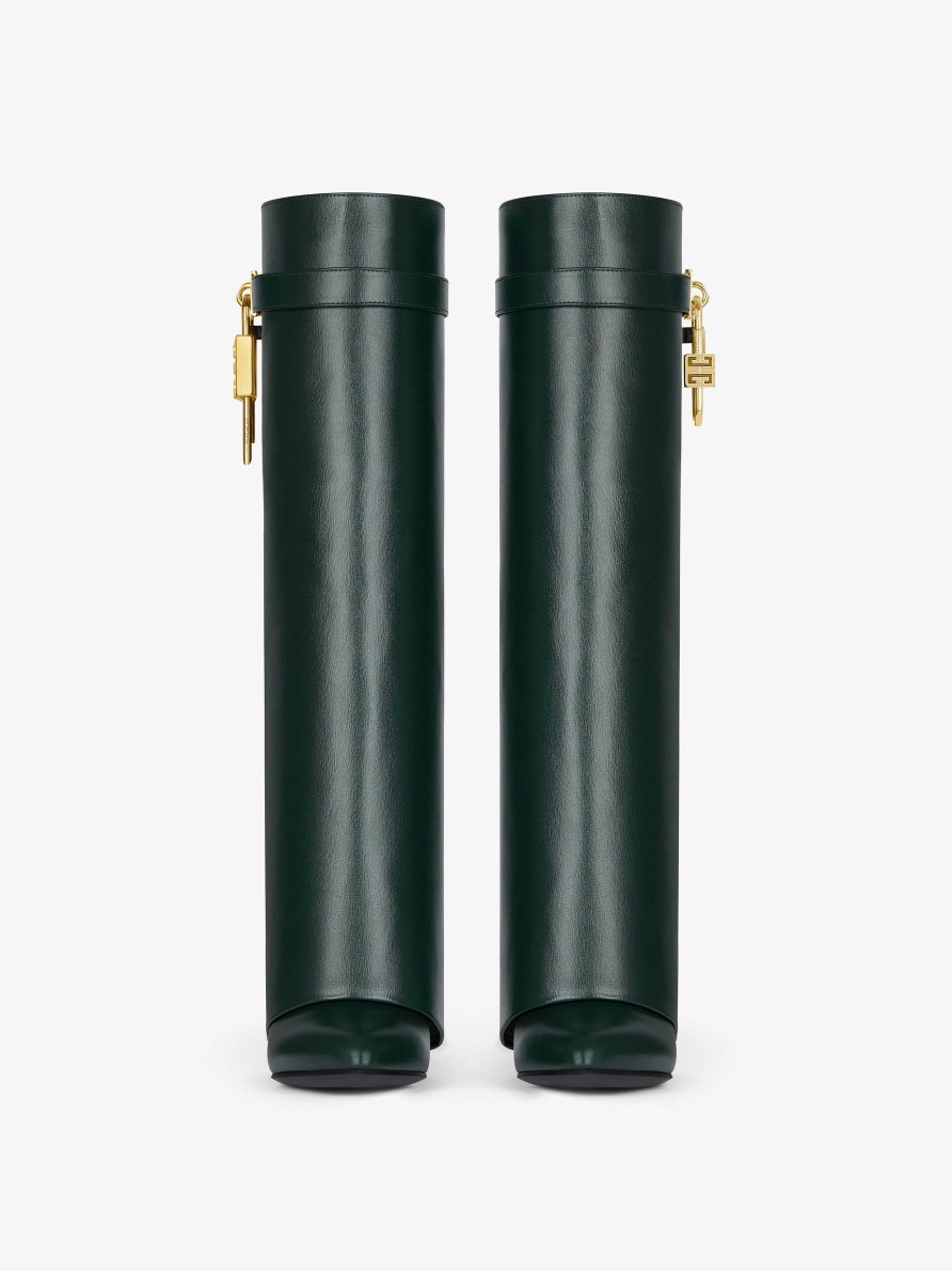 Women Givenchy Boots & Booties | Shark Lock Boots In Leather Green Forest