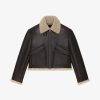 Men Givenchy Outerwear & Blousons | Aviator Jacket In Leather And Shearling Dark Brown