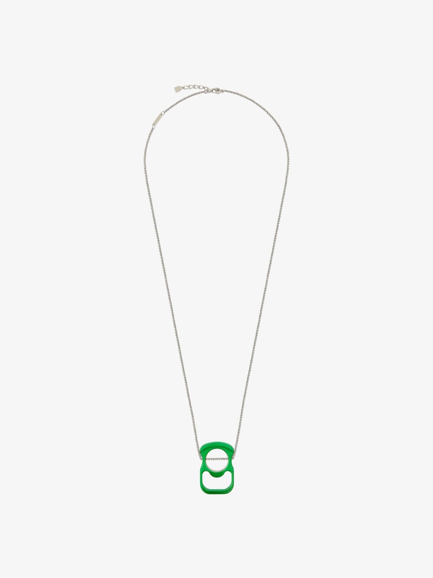 Men Givenchy Jewelry | G Can Necklace In Metal And Enamel Green