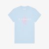 Women Givenchy T-Shirts | Slim Fit T-Shirt In Cotton With Givenchy Print Light Blue