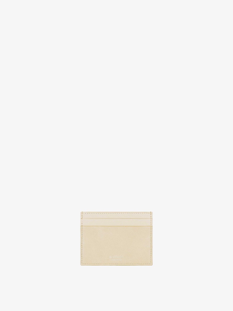 Women Givenchy Small Leather Goods | Giv Cut Card Holder In 4G Lurex Embroidery And Leather Dusty Gold