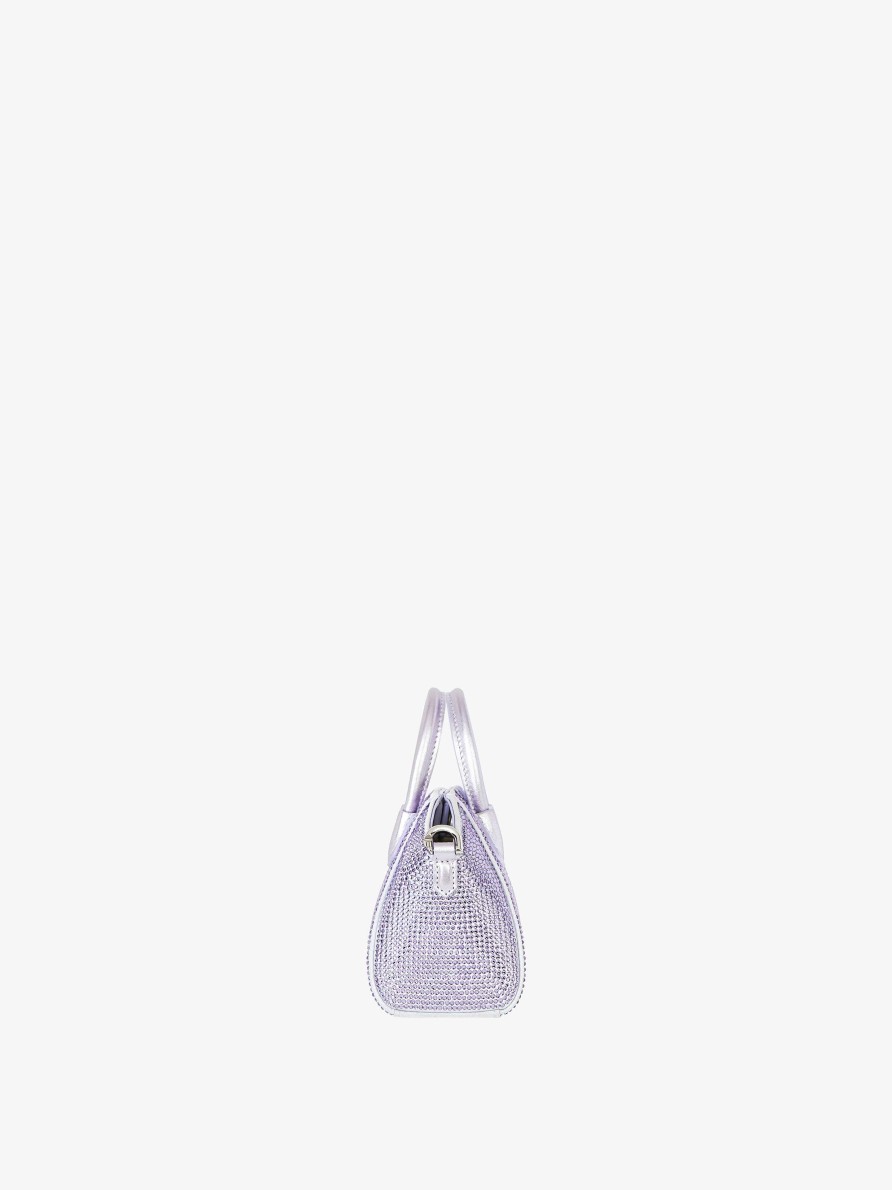 Women Givenchy Antigona | Micro Antigona Bag In Satin With Strass Lavender